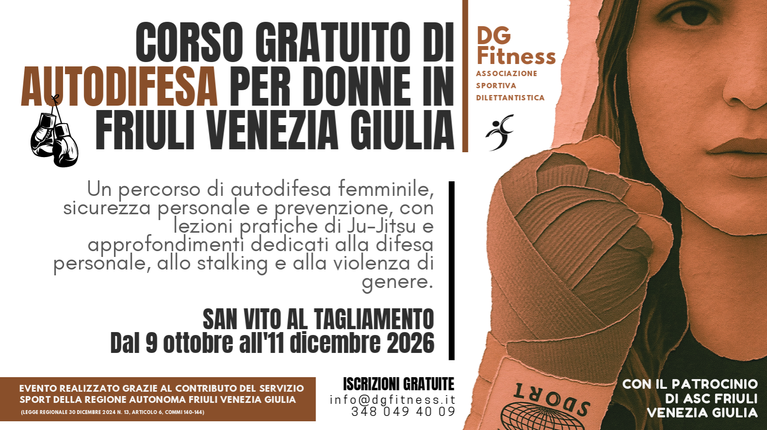 Corso gratuito di autodifesa per donne in Friuli Venezia Giulia 2026 - San Vito al Tagliamento